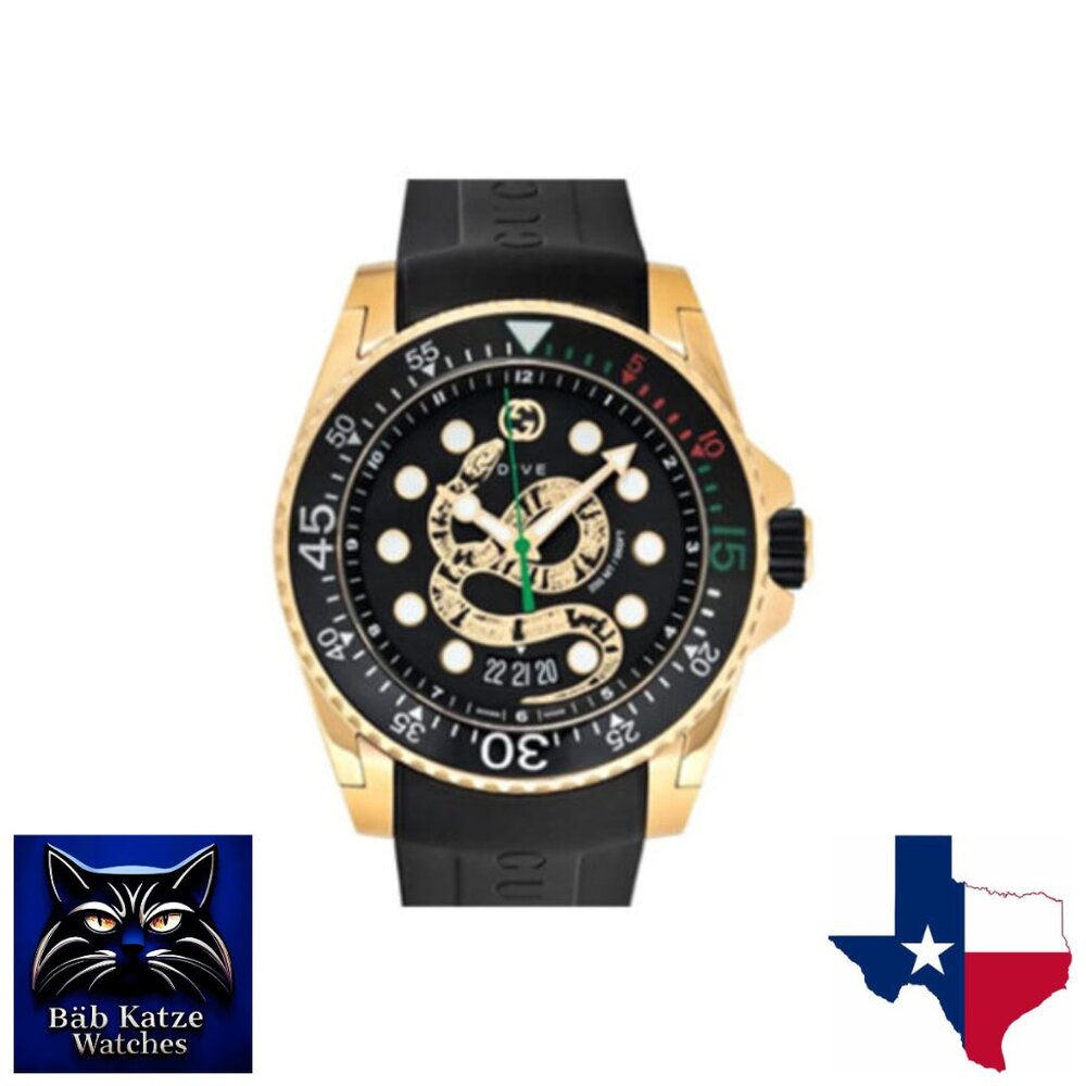 Gucci Dive KINGSNAKE DIVER-YA136219-45mm-NIBT-FAST & FREE US SHIPPING